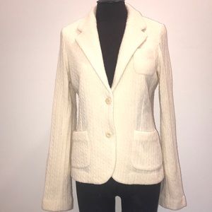 Etcetera sz L vanilla cream 100% wool sweater